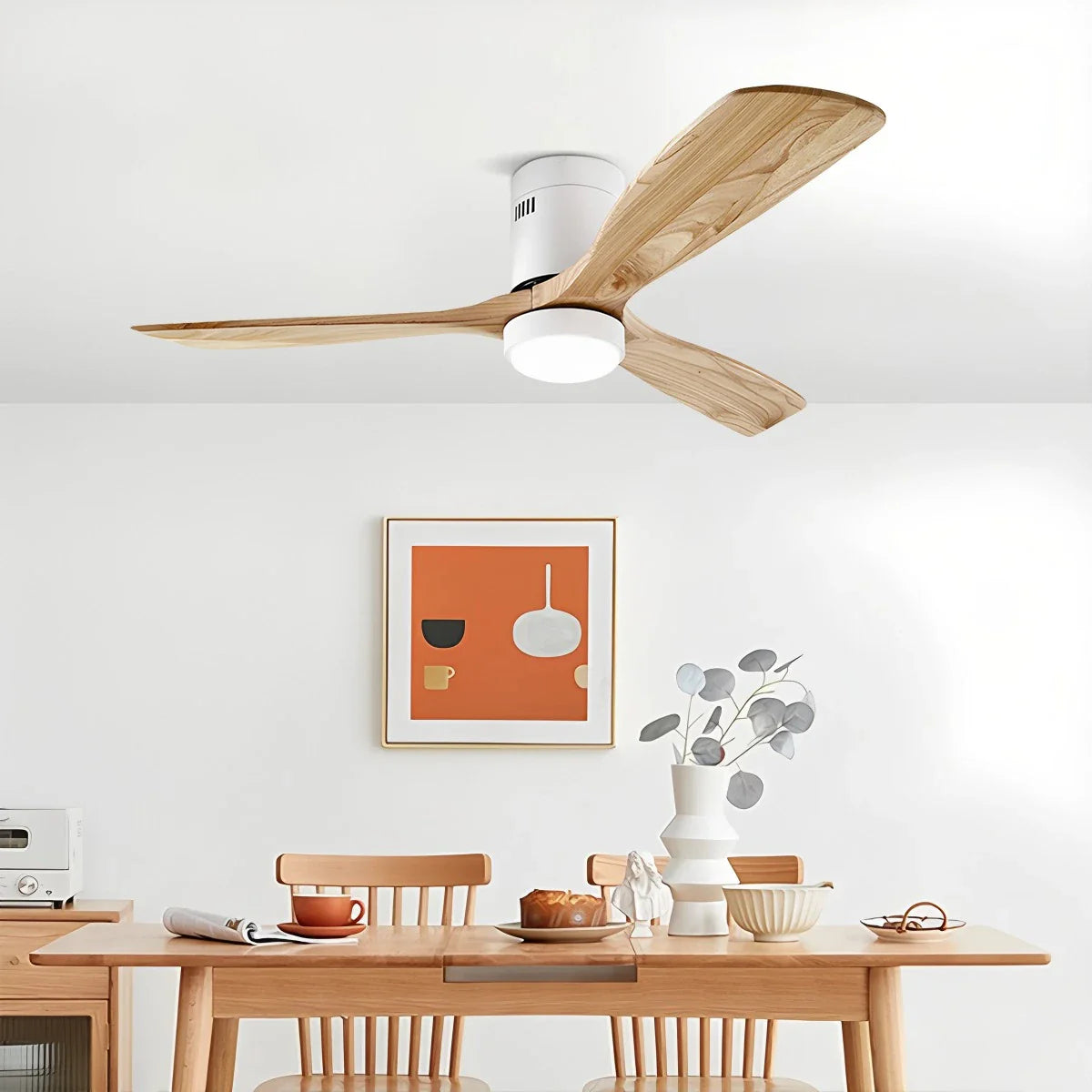 Eloer Mid-century Modern Hugger Ceiling Fan Lamp
