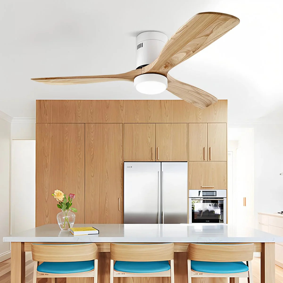 Eloer Mid-century Modern Hugger Ceiling Fan Lamp