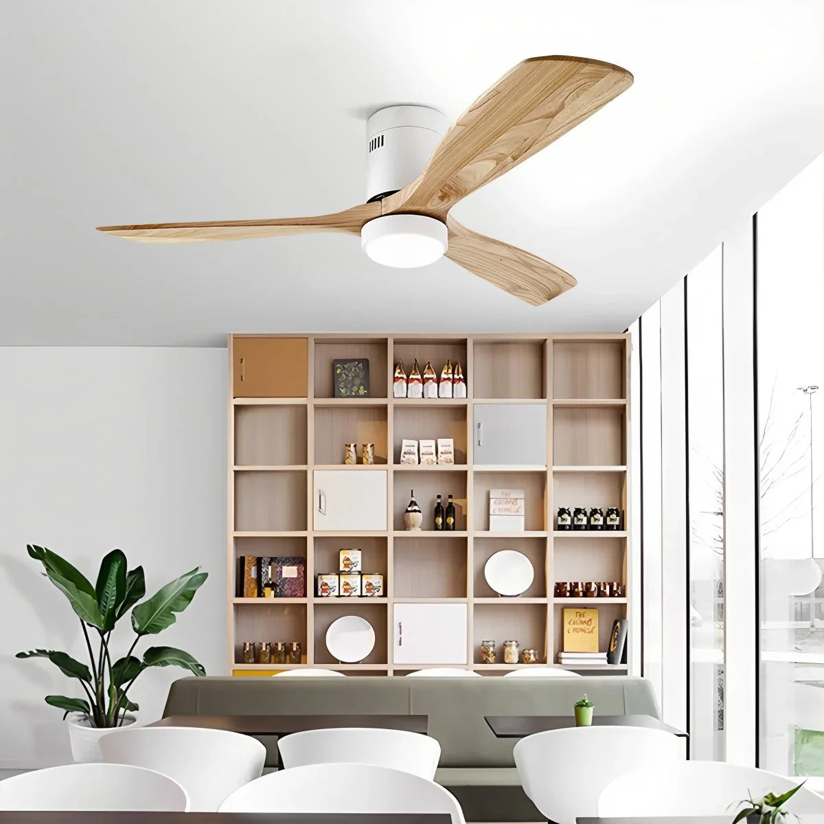 Eloer Mid-century Modern Hugger Ceiling Fan Lamp