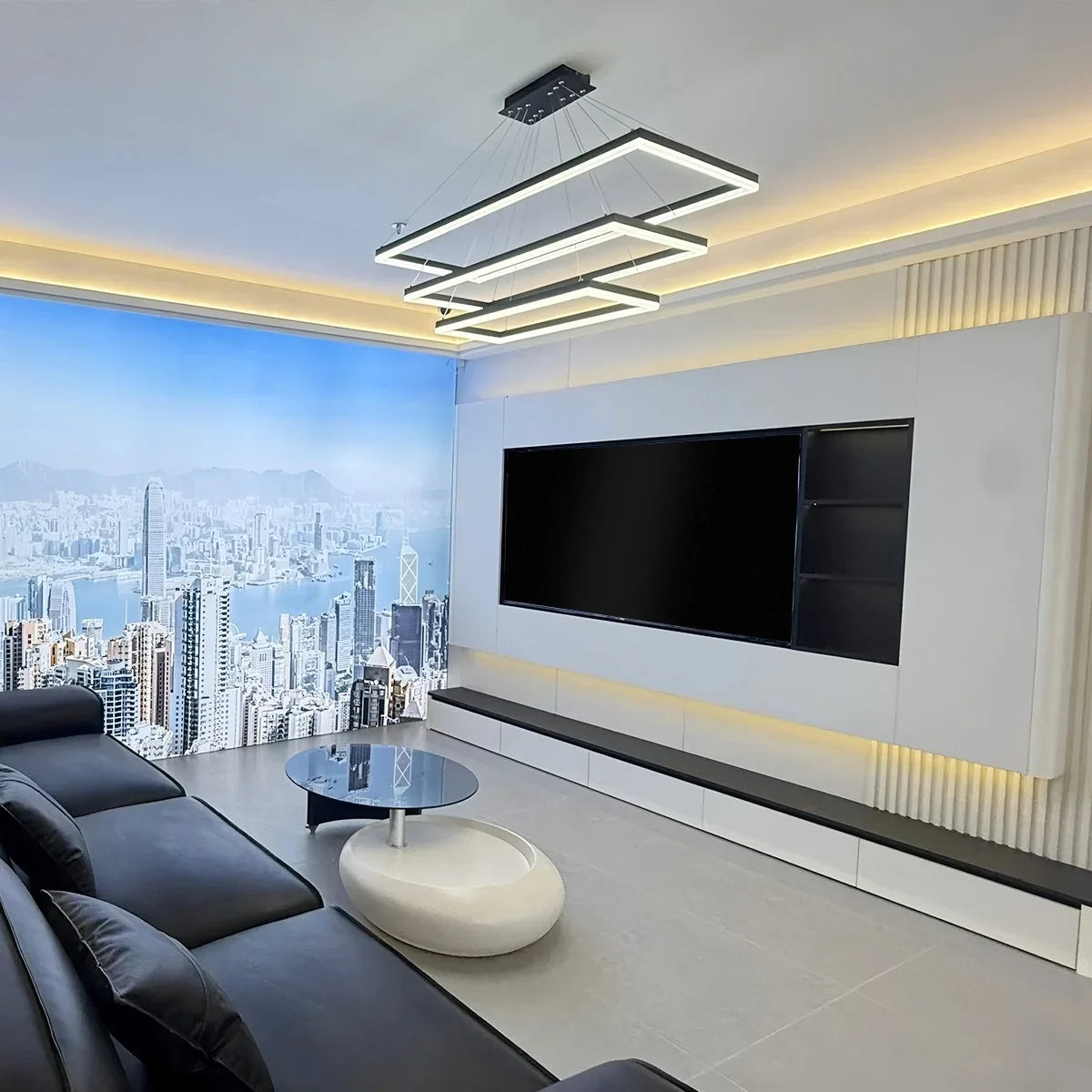 Eloer Modern Black Tiered Rectangular Chandelier