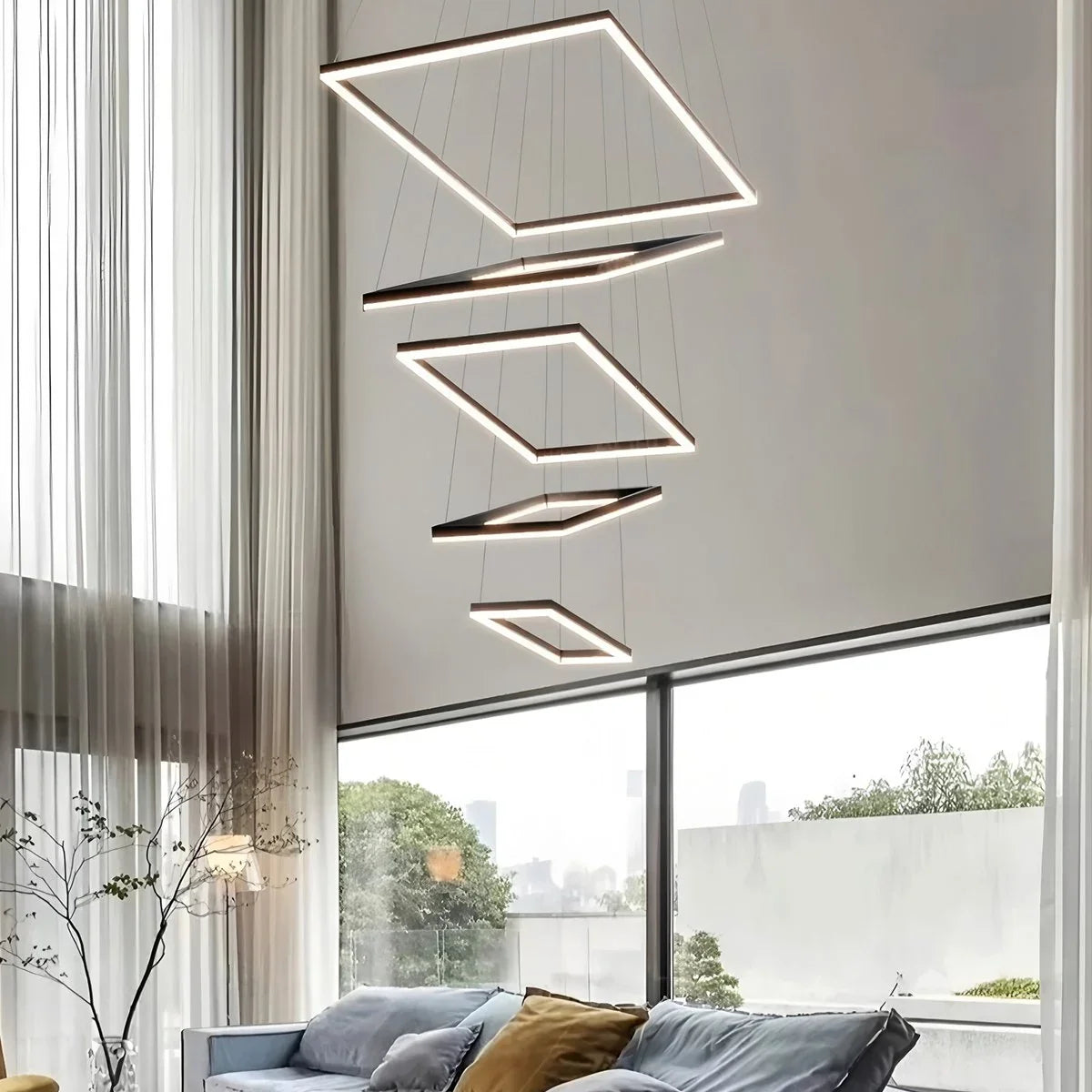 Eloer Modern Black Tiered Rectangular Chandelier