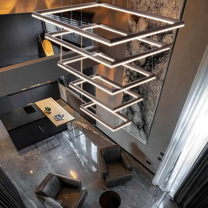 Eloer Modern Black Tiered Rectangular Chandelier