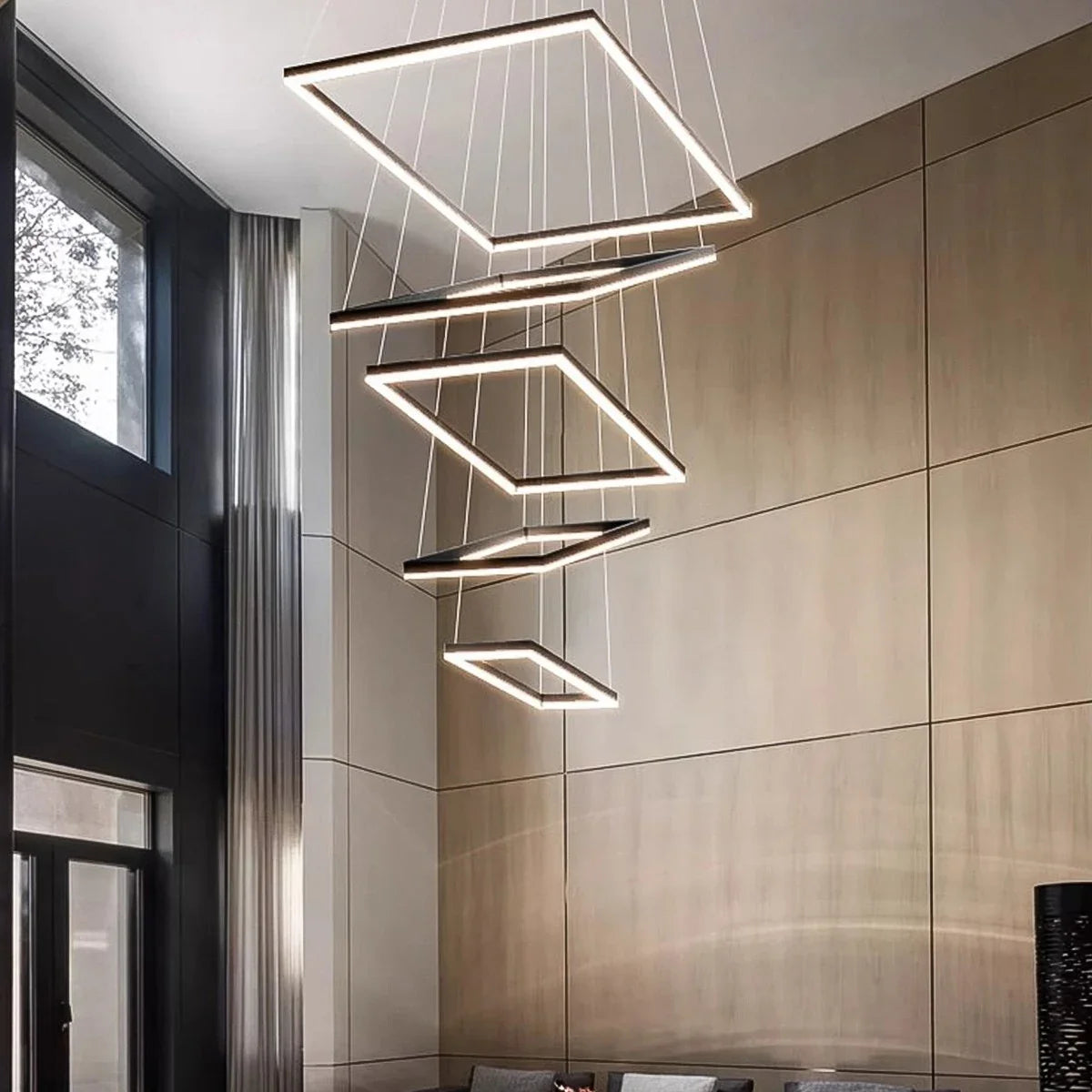 Eloer Modern Black Tiered Rectangular Chandelier