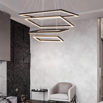 Eloer Modern Black Tiered Rectangular Chandelier