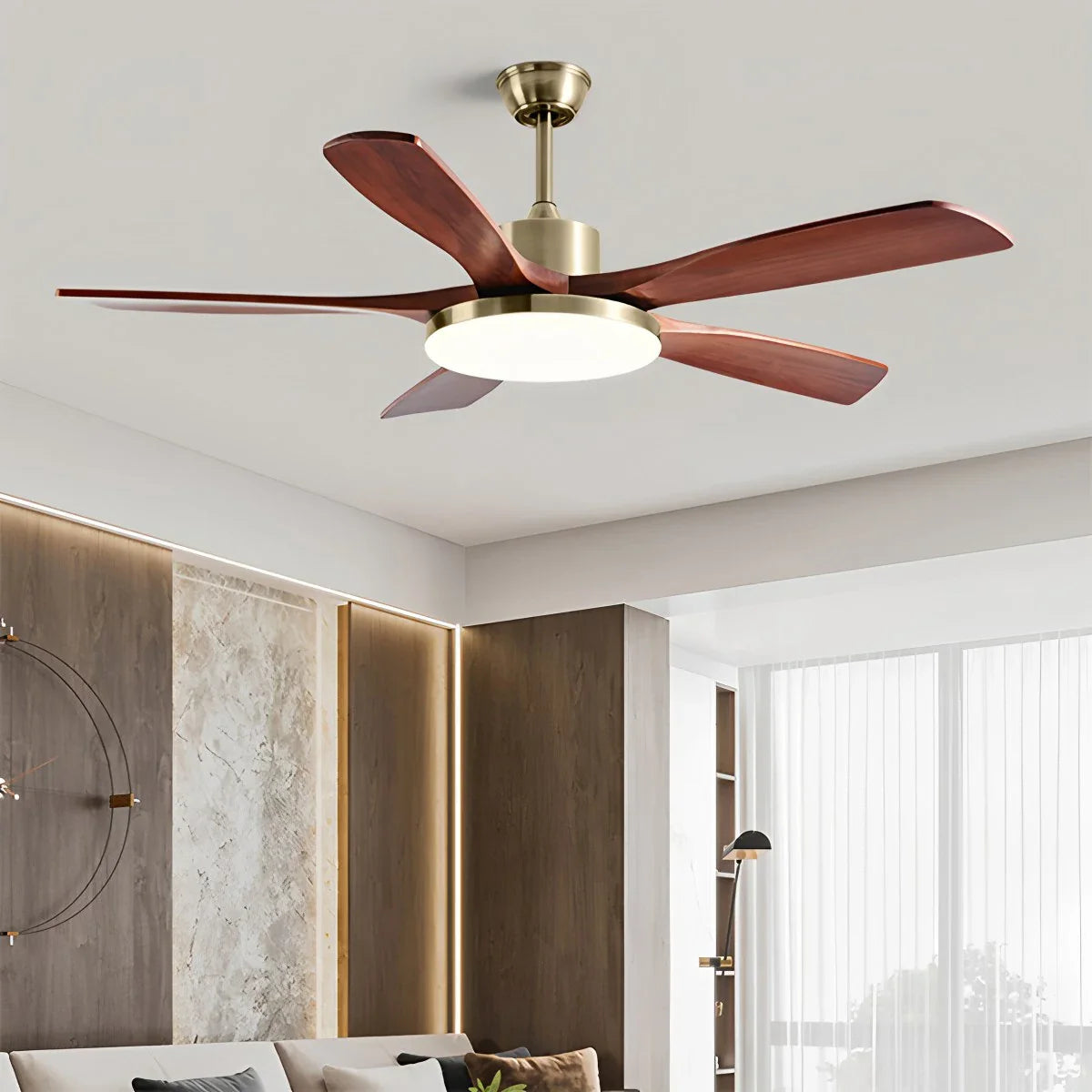 Eloer Solid Wood Ceiling Fan Light for Living Room