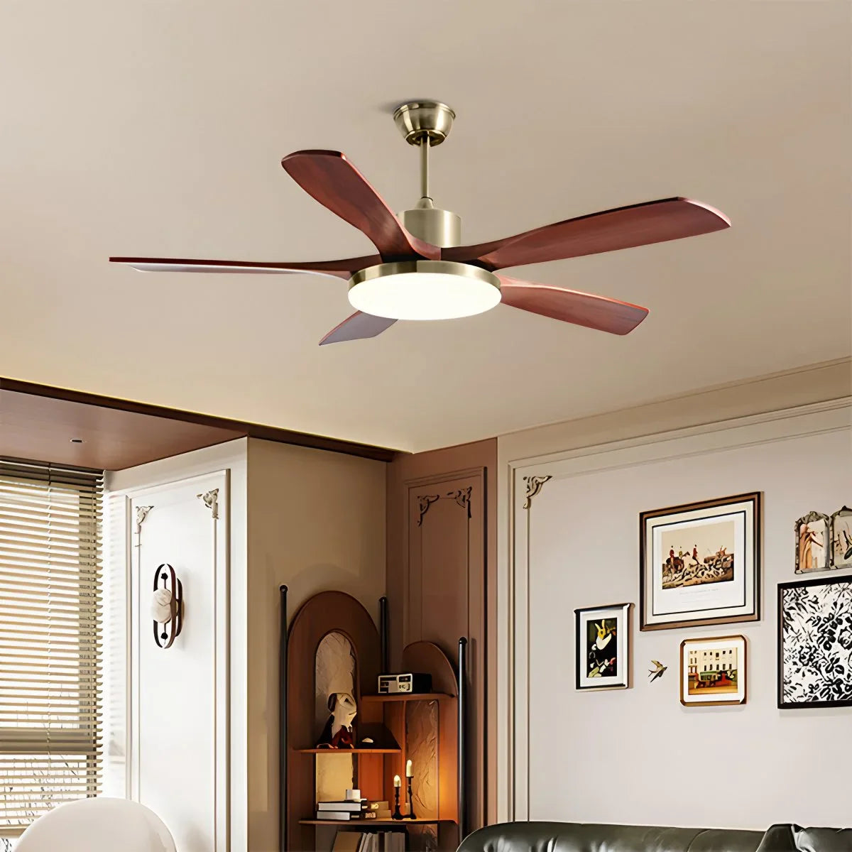 Eloer Solid Wood Ceiling Fan Light for Living Room