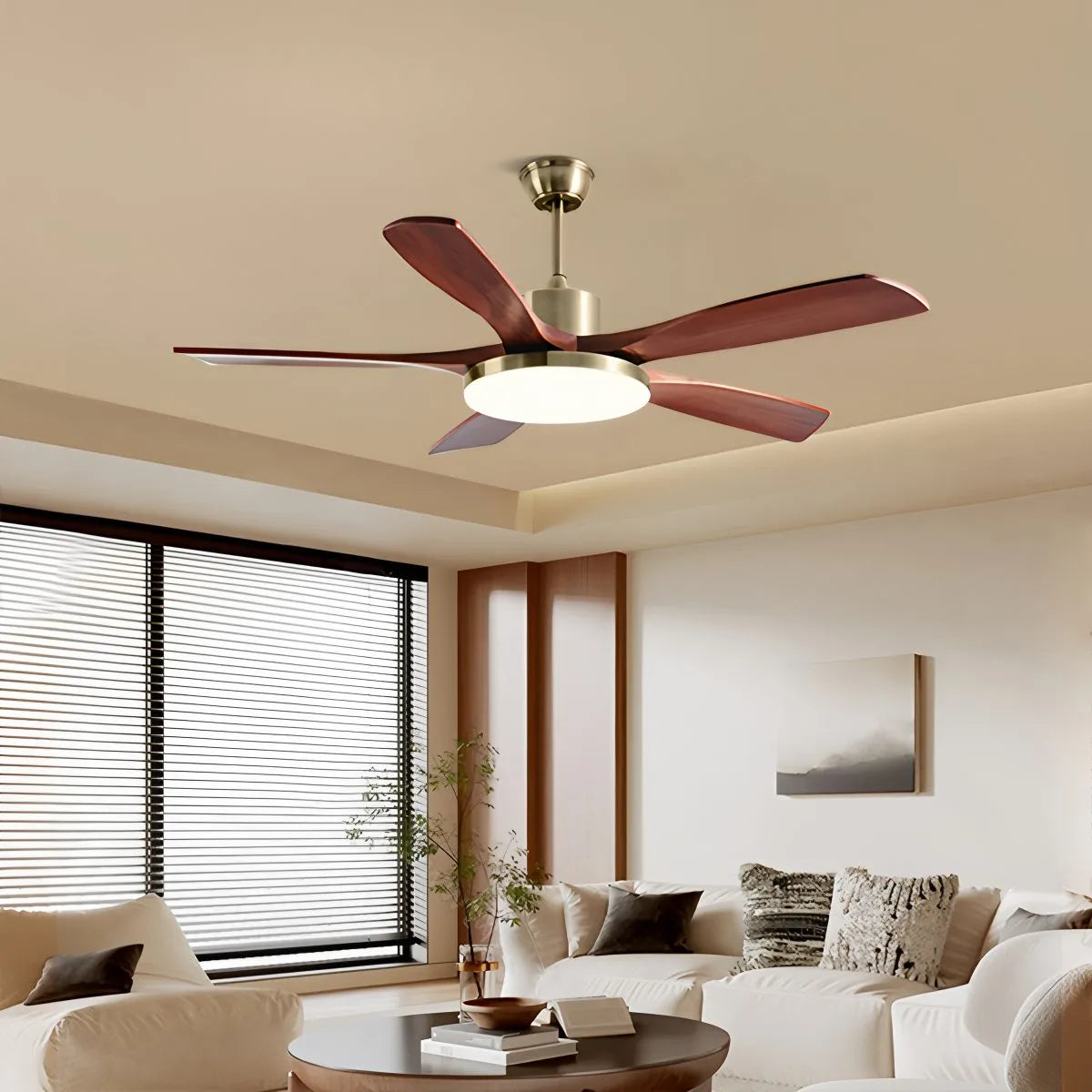 Eloer Solid Wood Ceiling Fan Light for Living Room