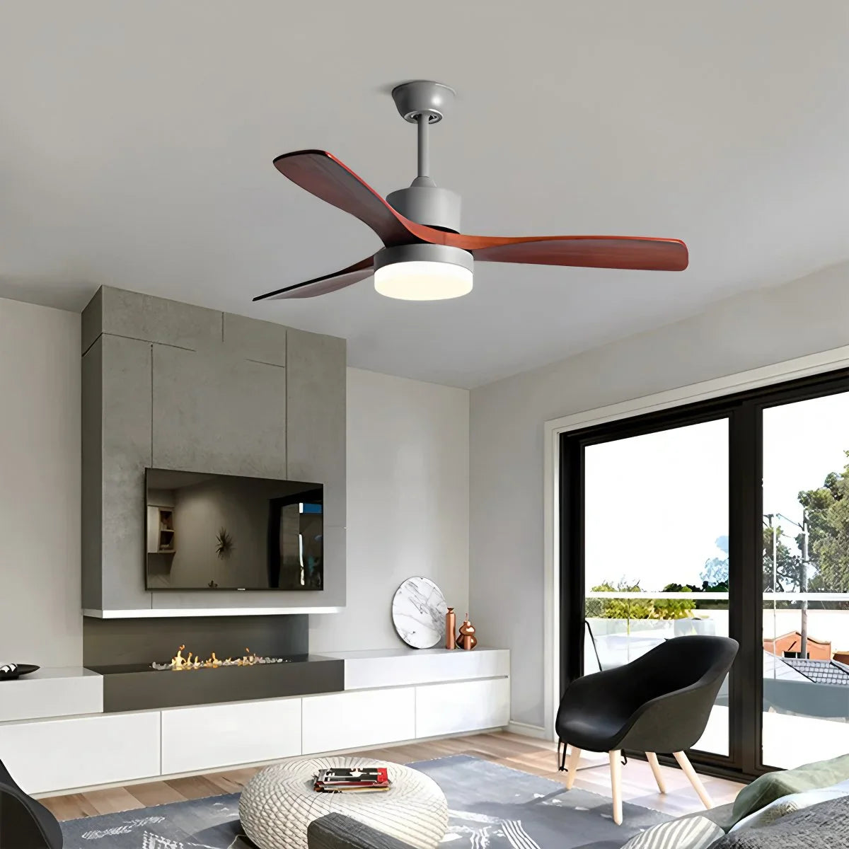 Eloer Solid Wood Ceiling Fan Light for Living Room