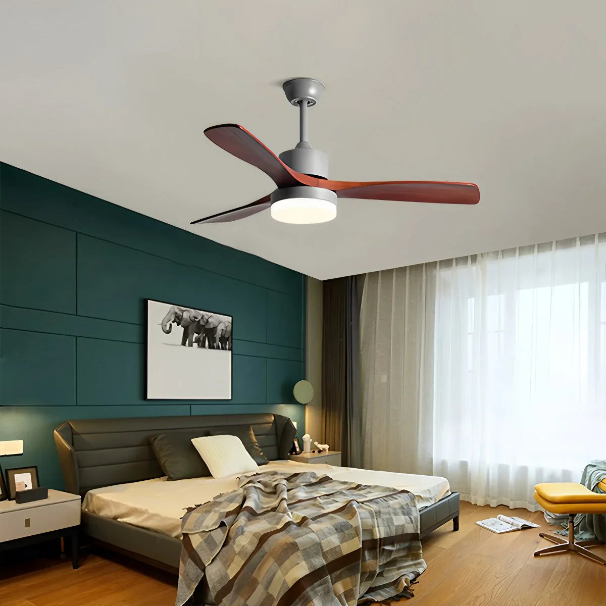 Eloer Solid Wood Ceiling Fan Light for Living Room