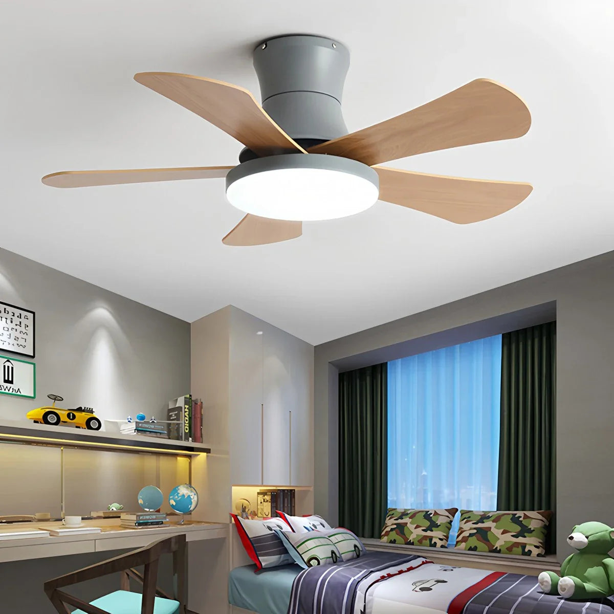 Eloer Scandi Low Profile Ceiling Fan with Light