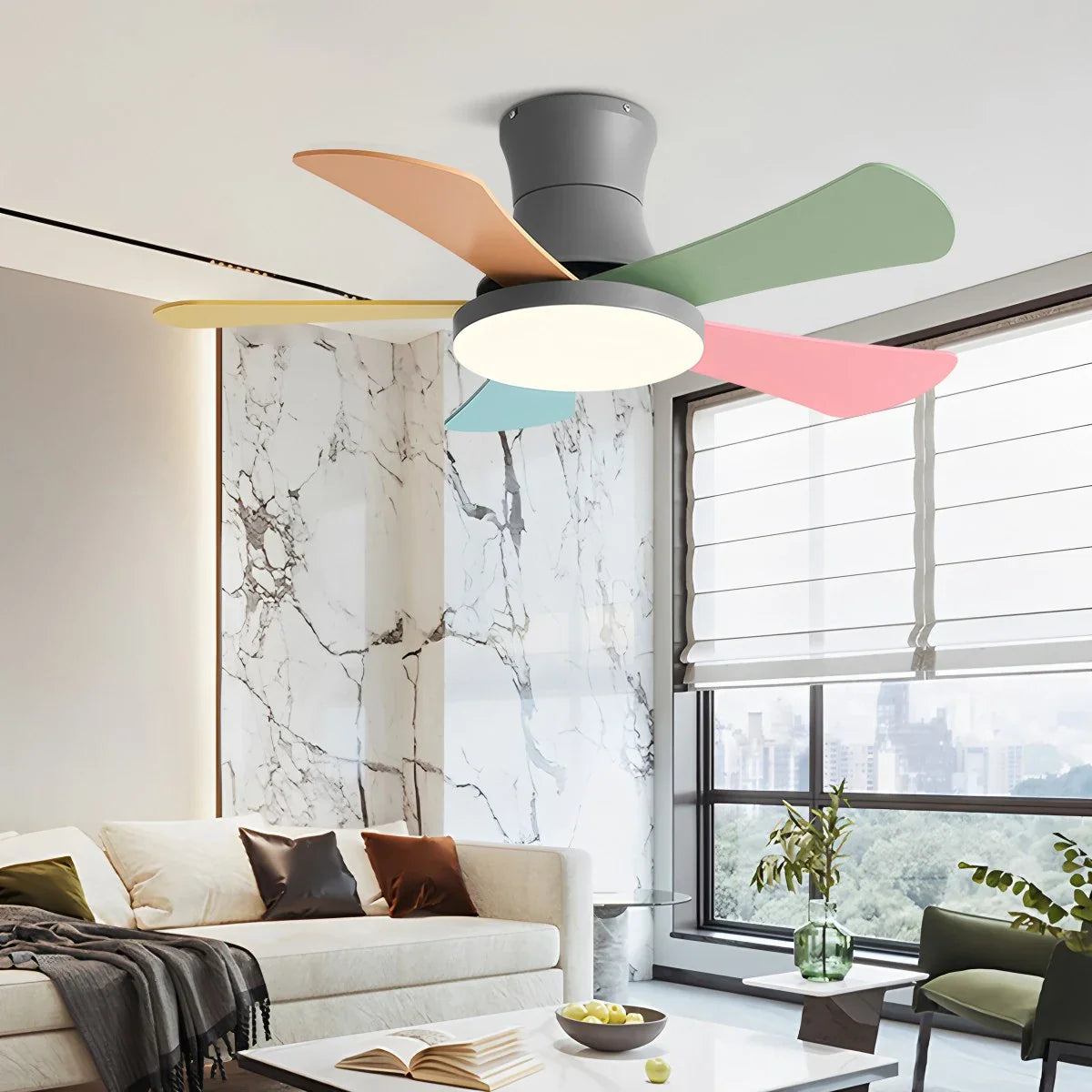 Eloer Scandi Low Profile Ceiling Fan with Light