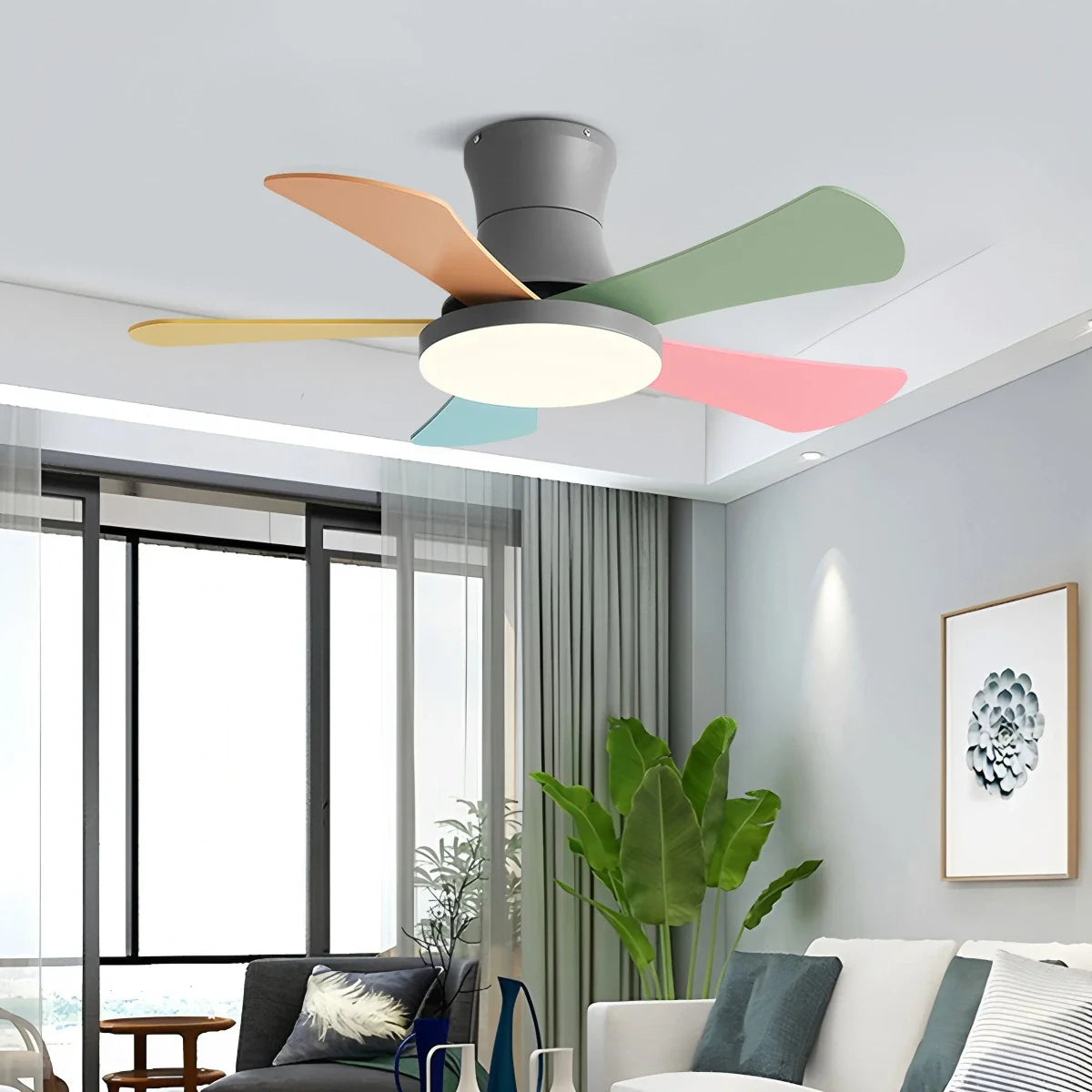 Eloer Scandi Low Profile Ceiling Fan with Light