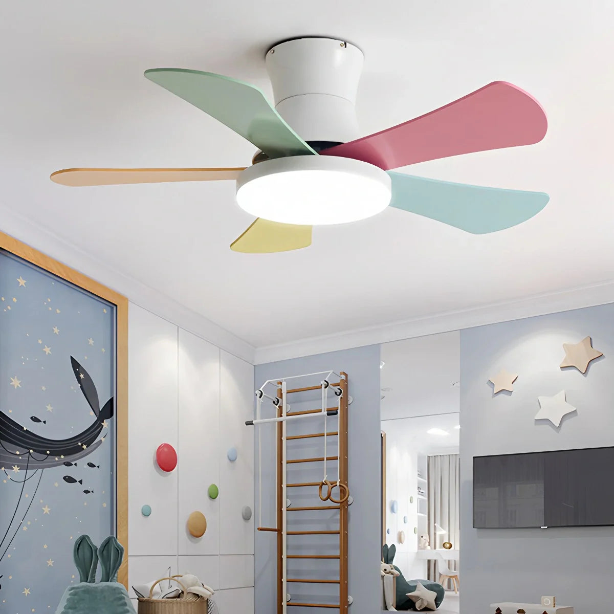 Eloer Scandi Low Profile Ceiling Fan with Light