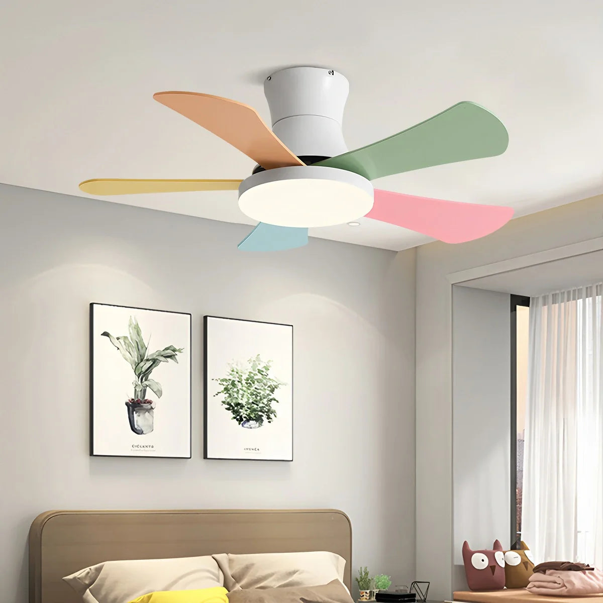 Eloer Scandi Low Profile Ceiling Fan with Light