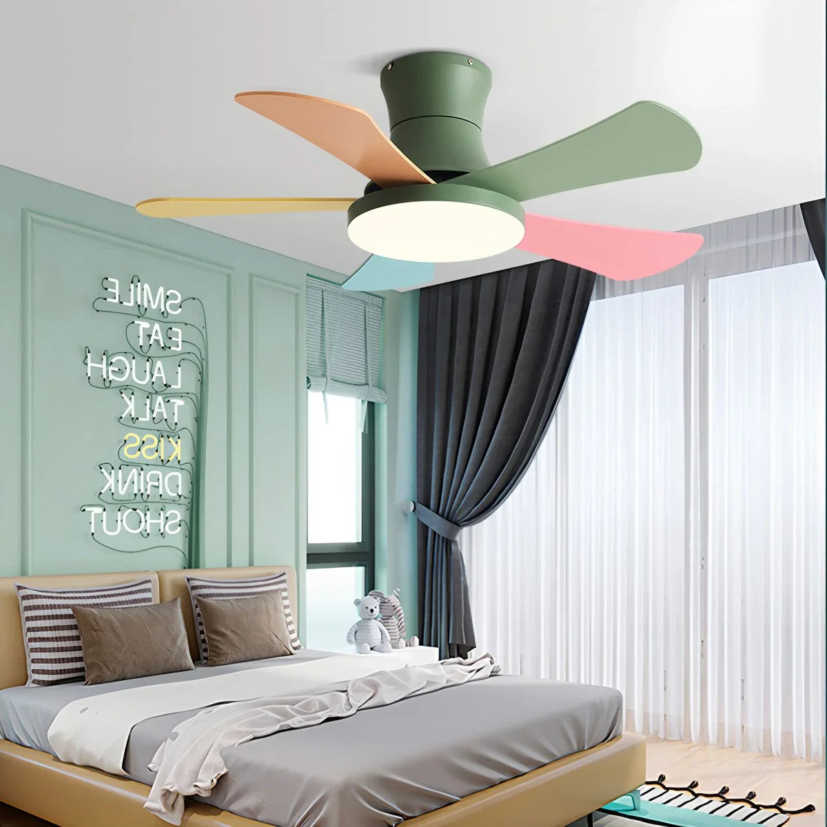 Eloer Scandi Low Profile Ceiling Fan with Light