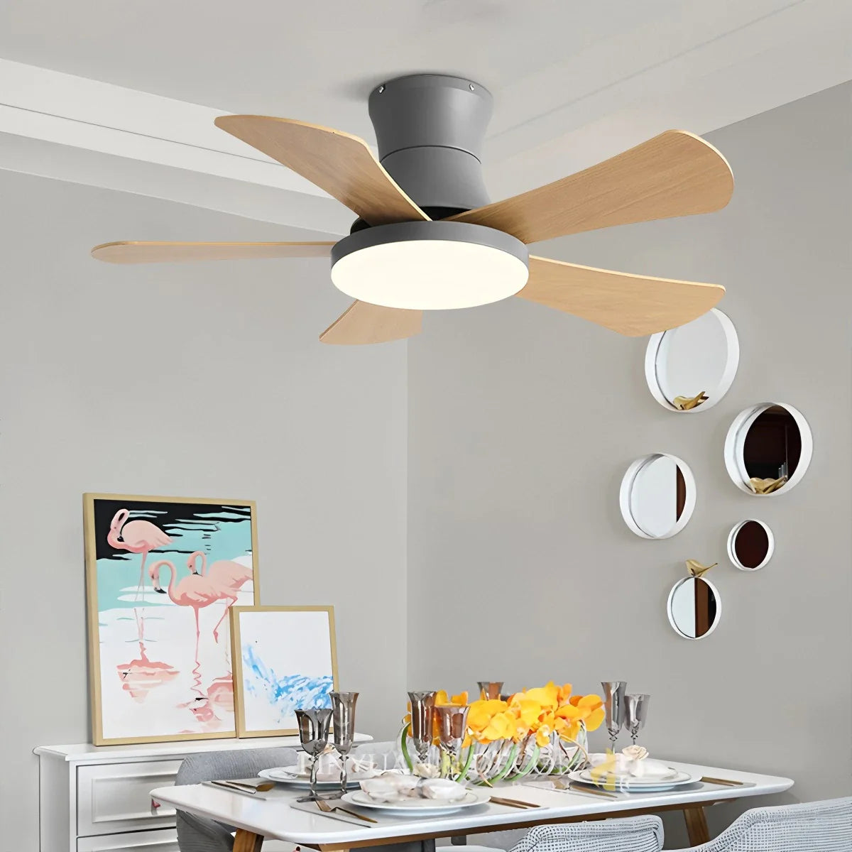 Eloer Scandi Low Profile Ceiling Fan with Light