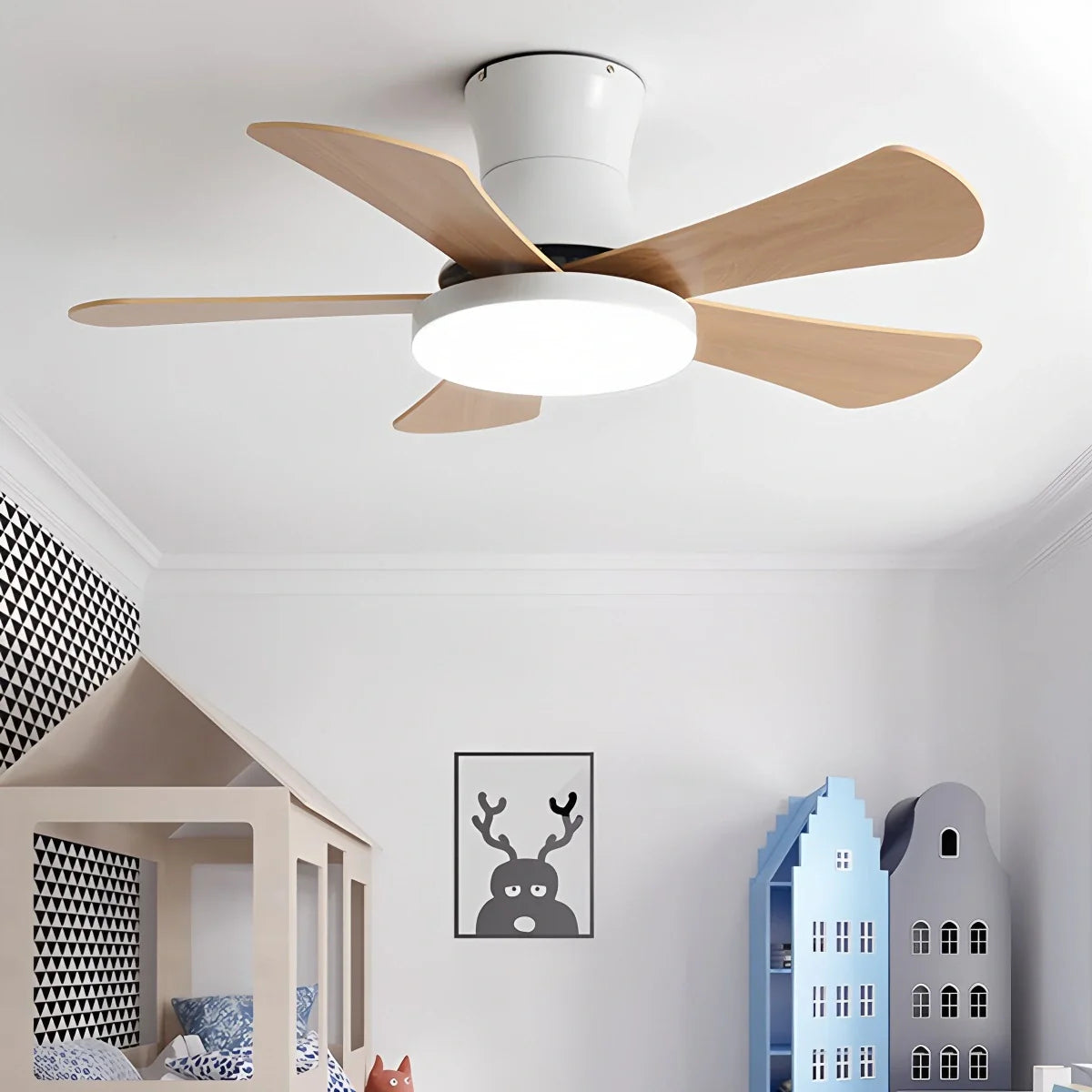 Eloer Scandi Low Profile Ceiling Fan with Light