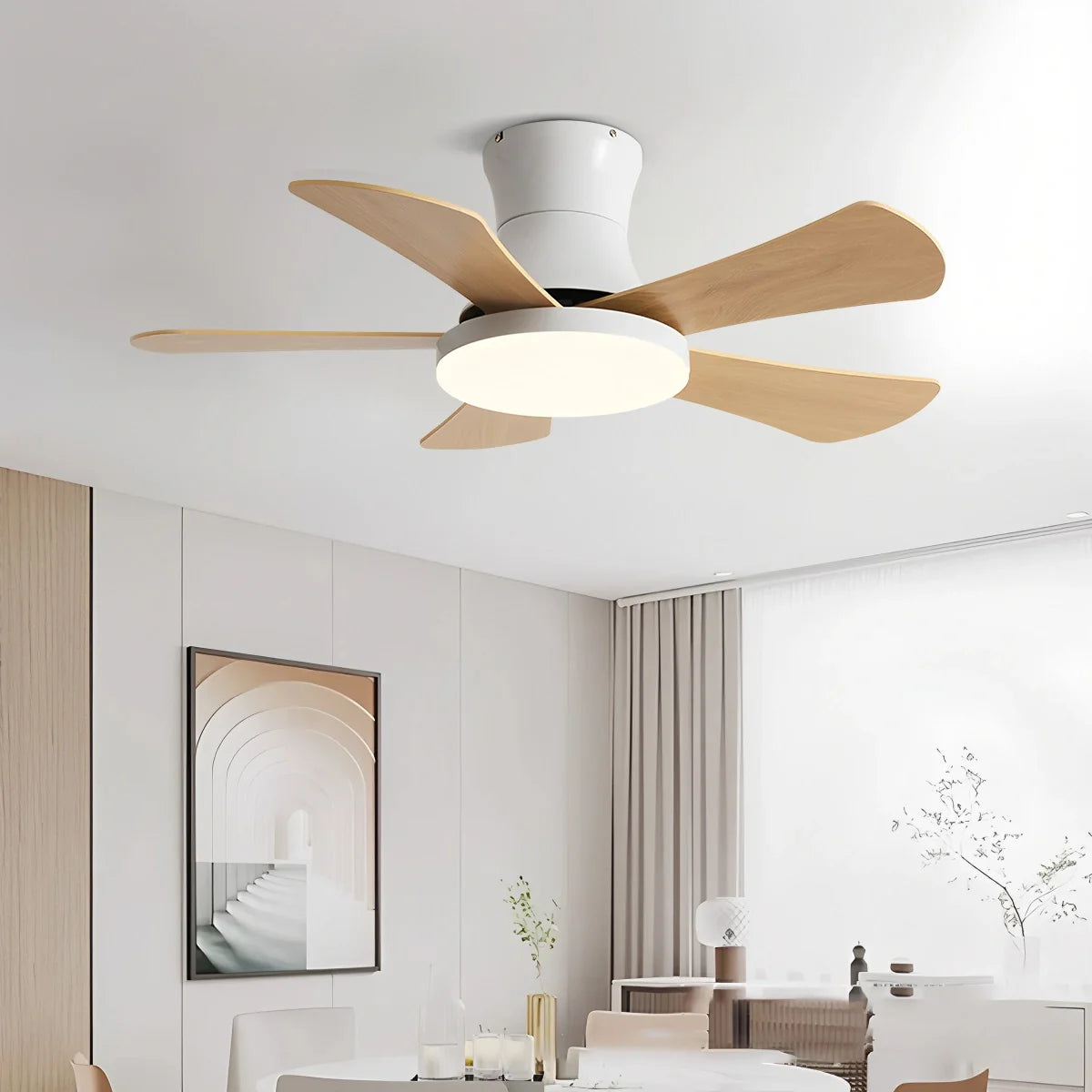 Eloer Scandi Low Profile Ceiling Fan with Light