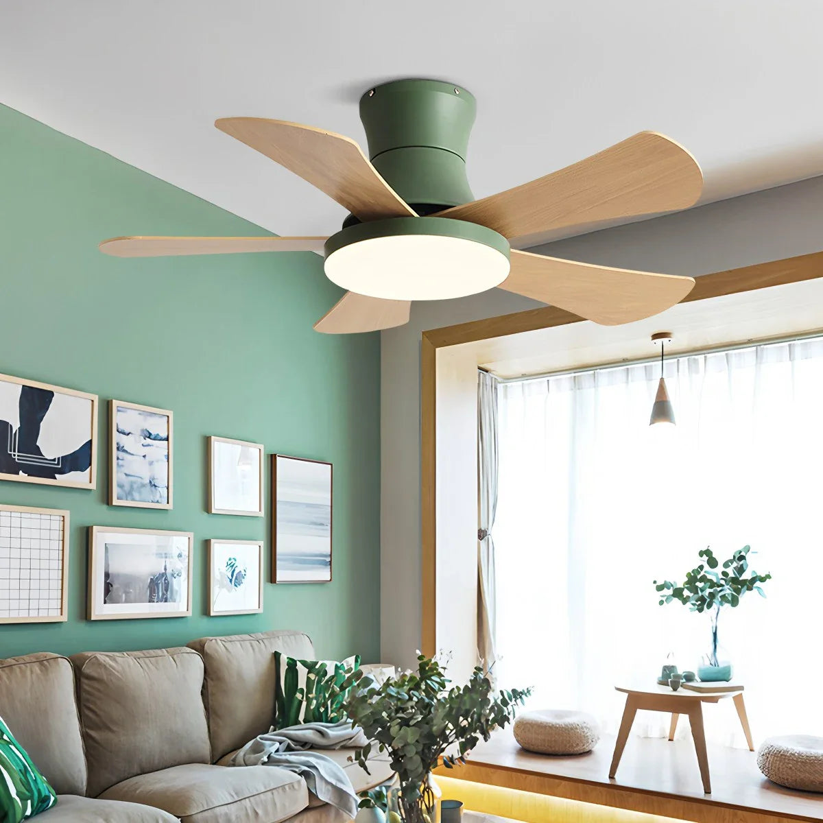 Eloer Scandi Low Profile Ceiling Fan with Light