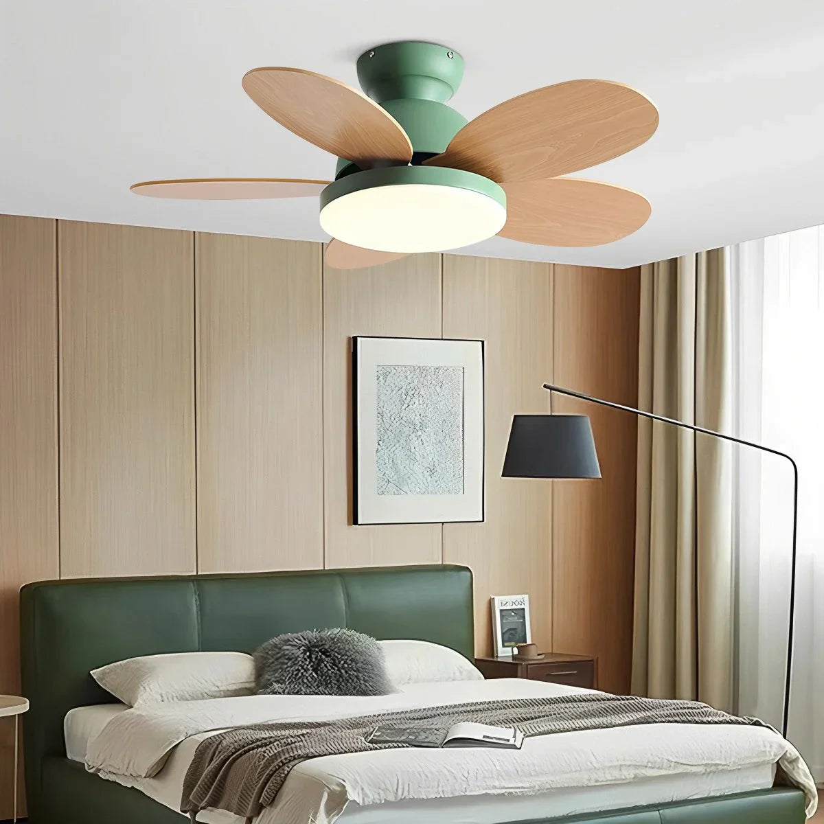 Eloer Scandi Wood Ceiling Fan Lamp for Children’s Room