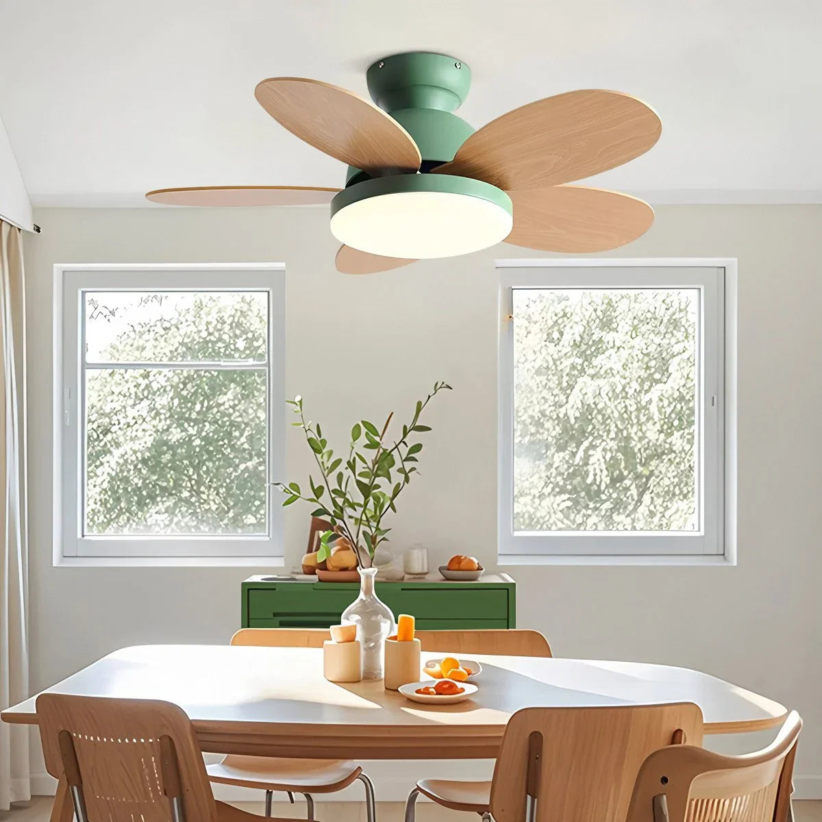 Eloer Scandi Wood Ceiling Fan Lamp for Children’s Room