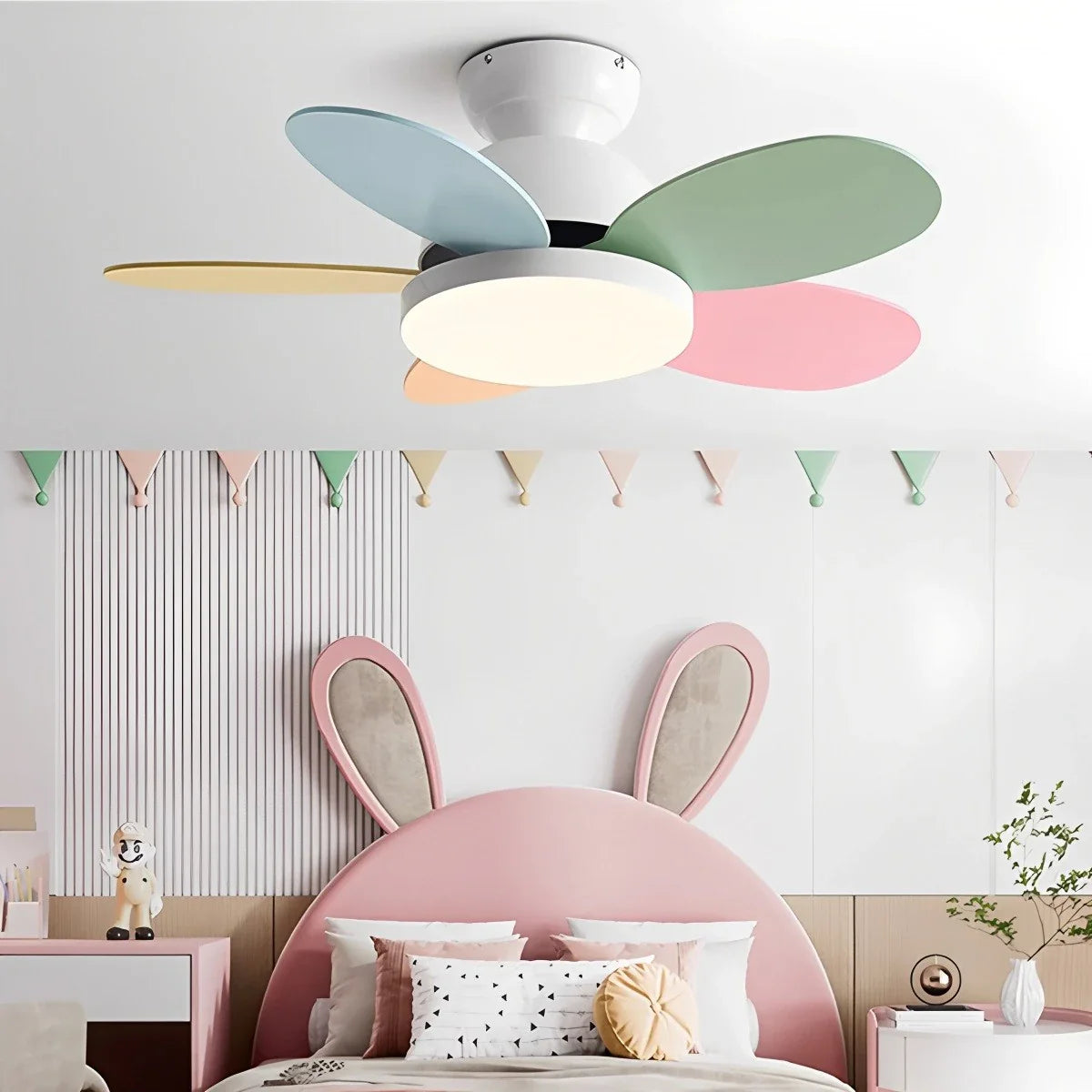 Eloer Scandi Wood Ceiling Fan Lamp for Children’s Room