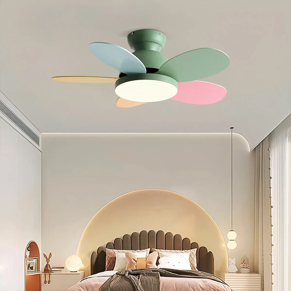 Eloer Scandi Wood Ceiling Fan Lamp for Children’s Room