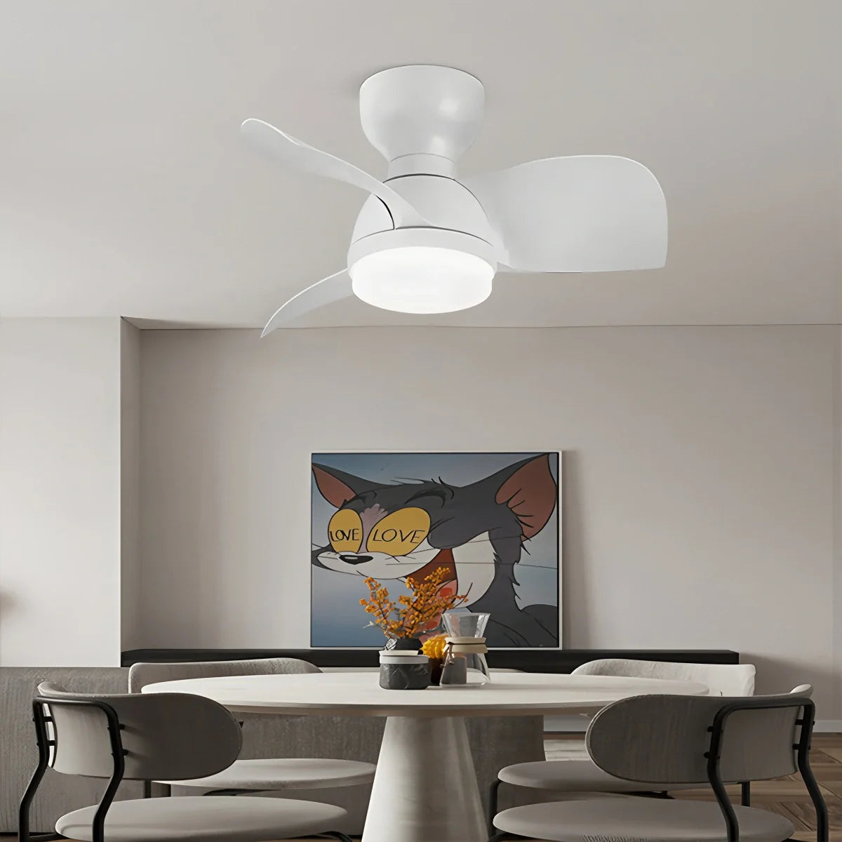 Eloer Small Flush Mount Ceiling Fan with Light