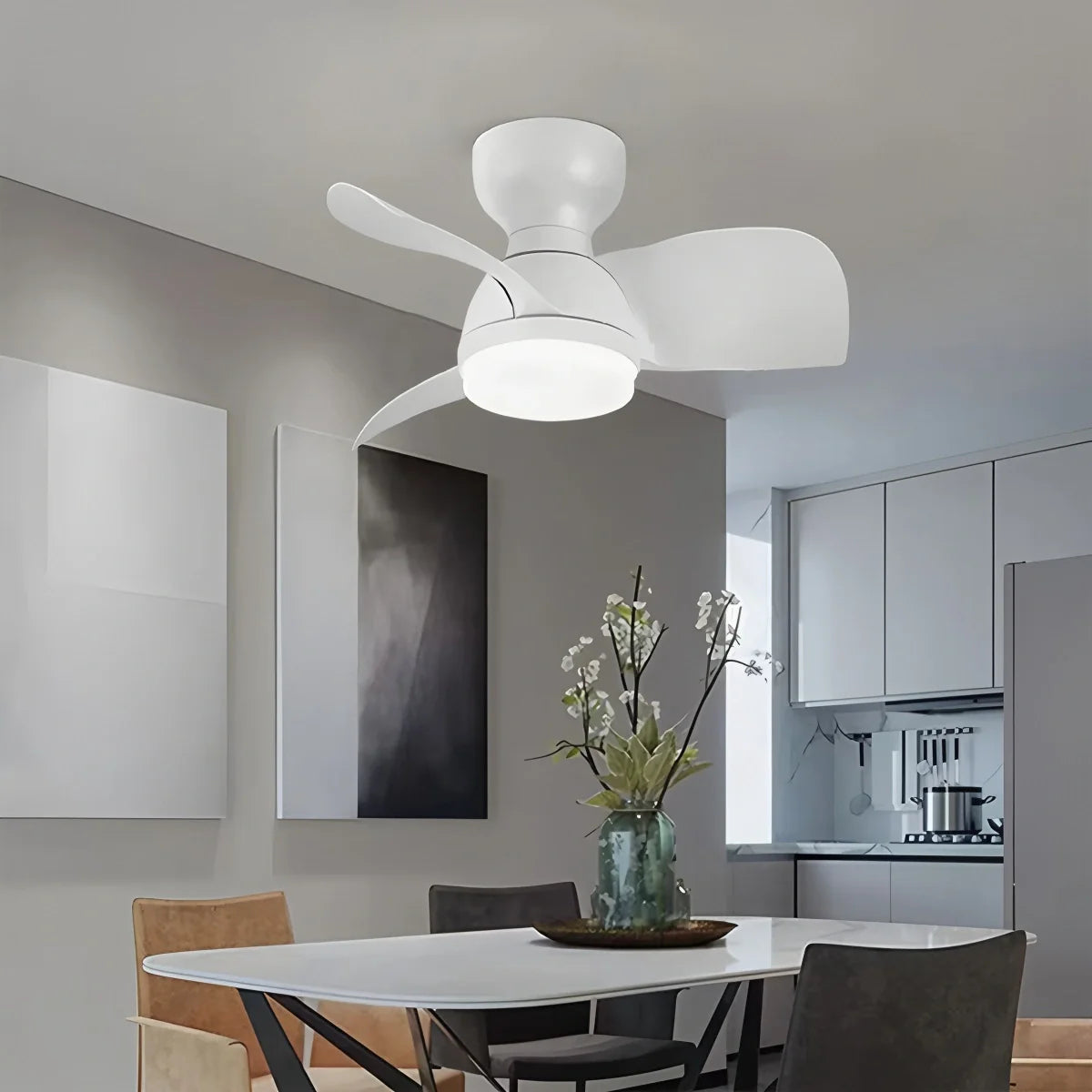 Eloer Small Flush Mount Ceiling Fan with Light