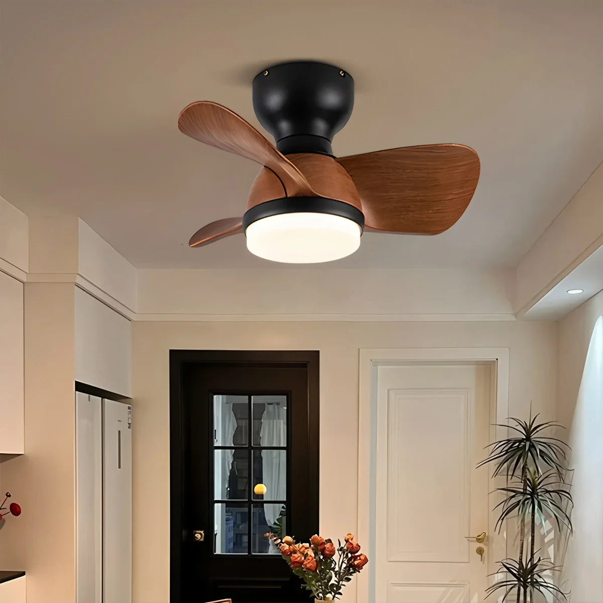 Eloer Small Flush Mount Ceiling Fan with Light