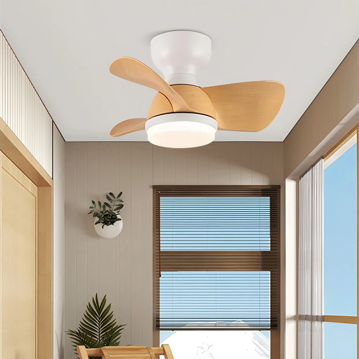 Eloer Small Flush Mount Ceiling Fan with Light