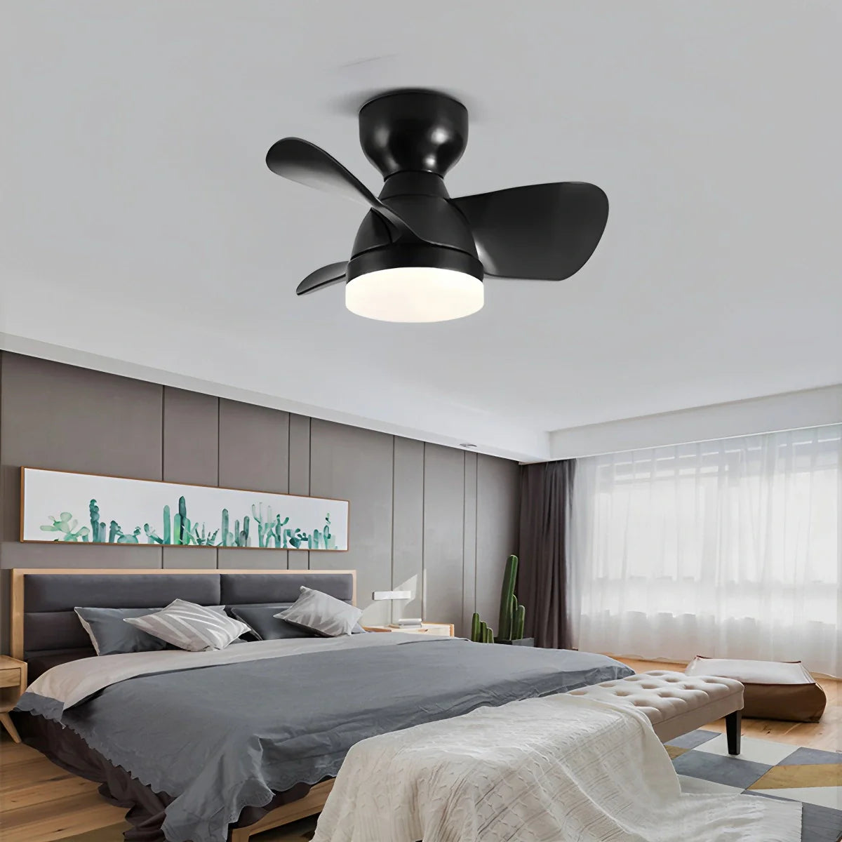 Eloer Small Flush Mount Ceiling Fan with Light