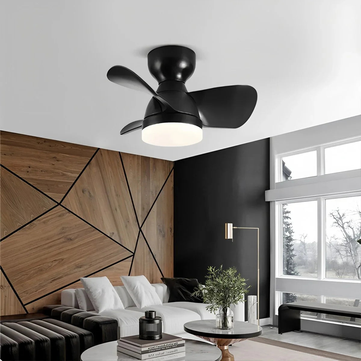 Eloer Small Flush Mount Ceiling Fan with Light