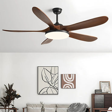Eloer 5-leaf Solid Wood Ceiling Fan Light