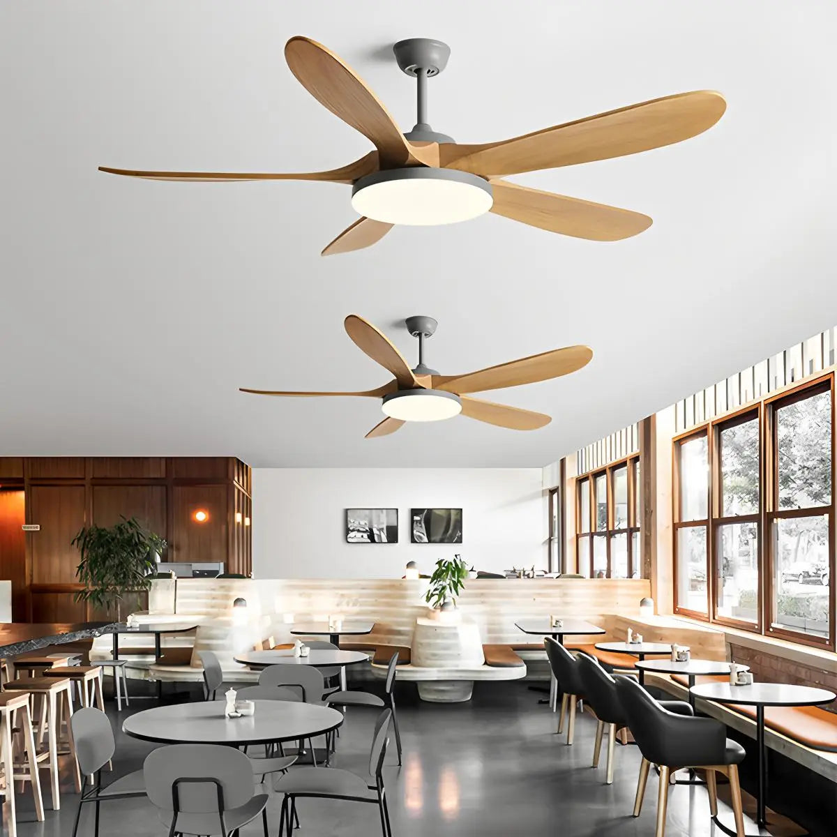 Luvori 5-leaf Solid Wood Ceiling Fan Light