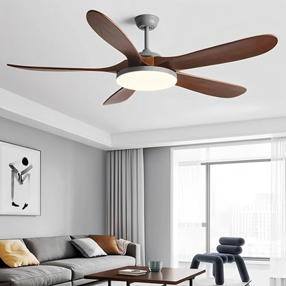 Luvori 5-leaf Solid Wood Ceiling Fan Light
