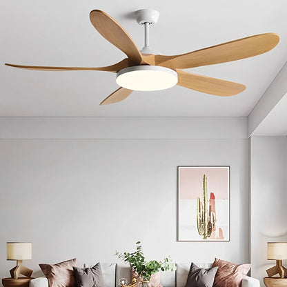 Luvori 5-leaf Solid Wood Ceiling Fan Light