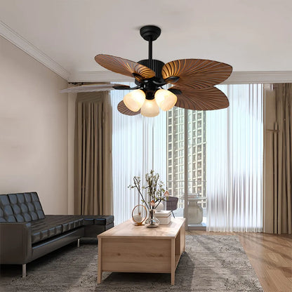 Eloer Tropical Palm Leaves Ceiling Fan with Light