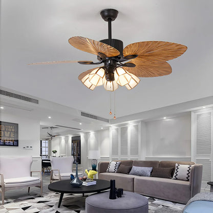 Eloer Tropical Palm Leaves Ceiling Fan with Light