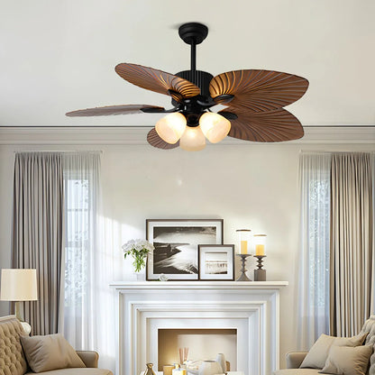 Eloer Tropical Palm Leaves Ceiling Fan with Light