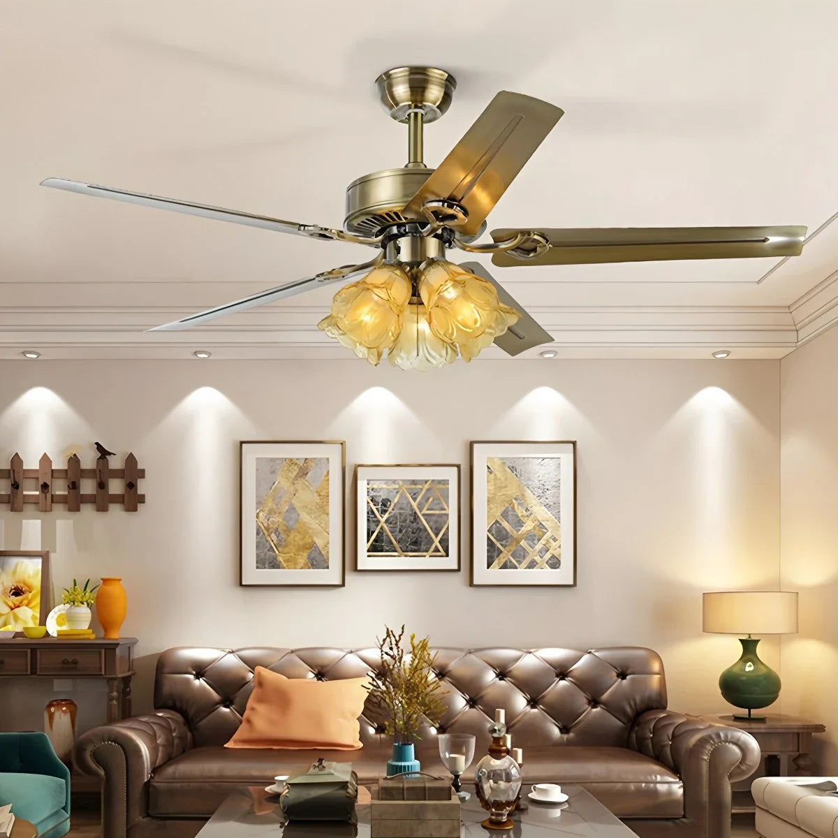 Eloer Vintage Ceiling Fan with Light for Dining Room