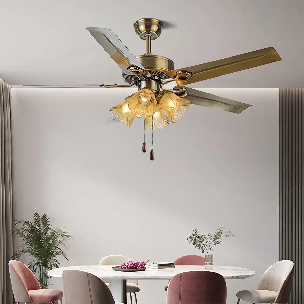 Eloer Vintage Ceiling Fan with Light for Dining Room