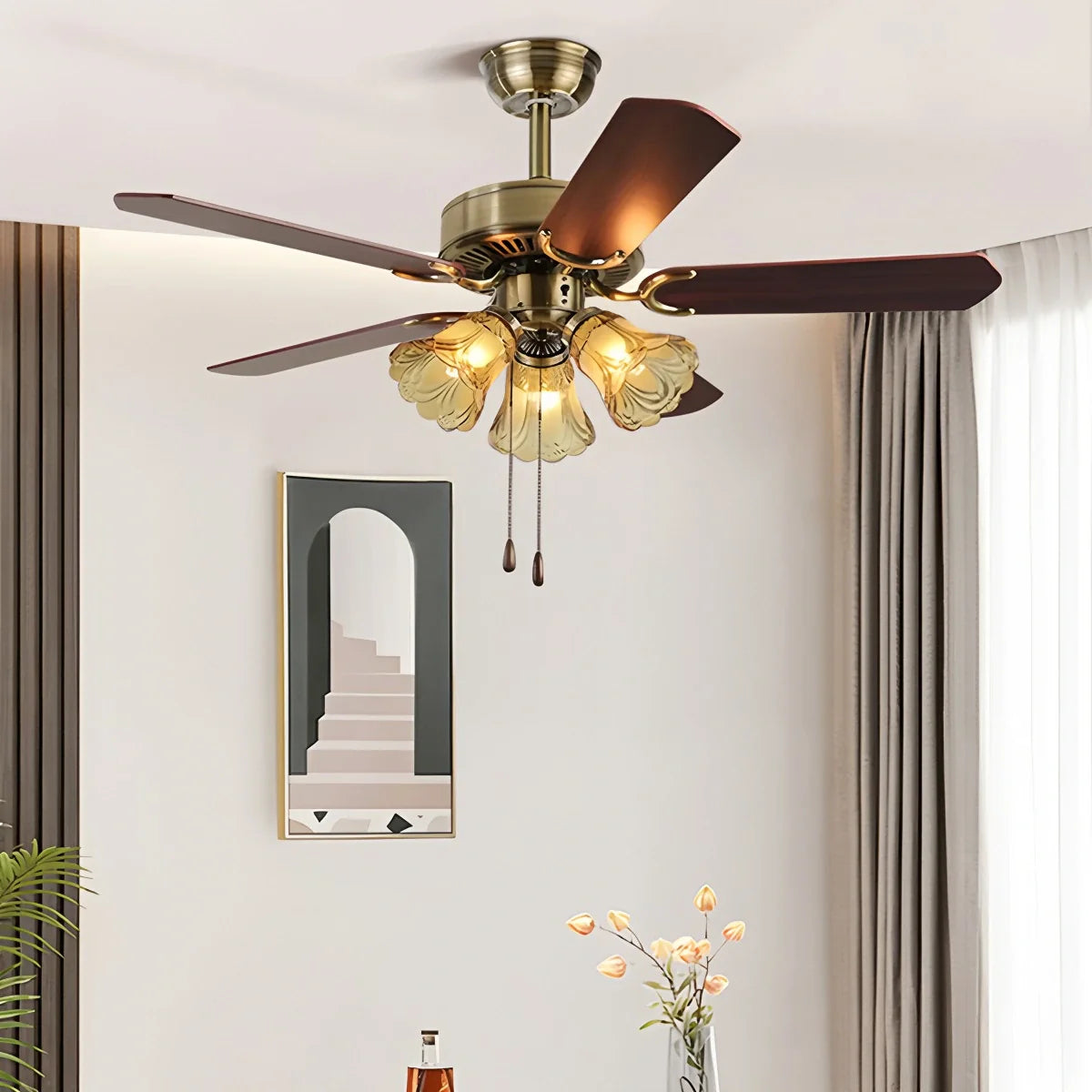 Eloer Vintage Ceiling Fan with Light for Dining Room