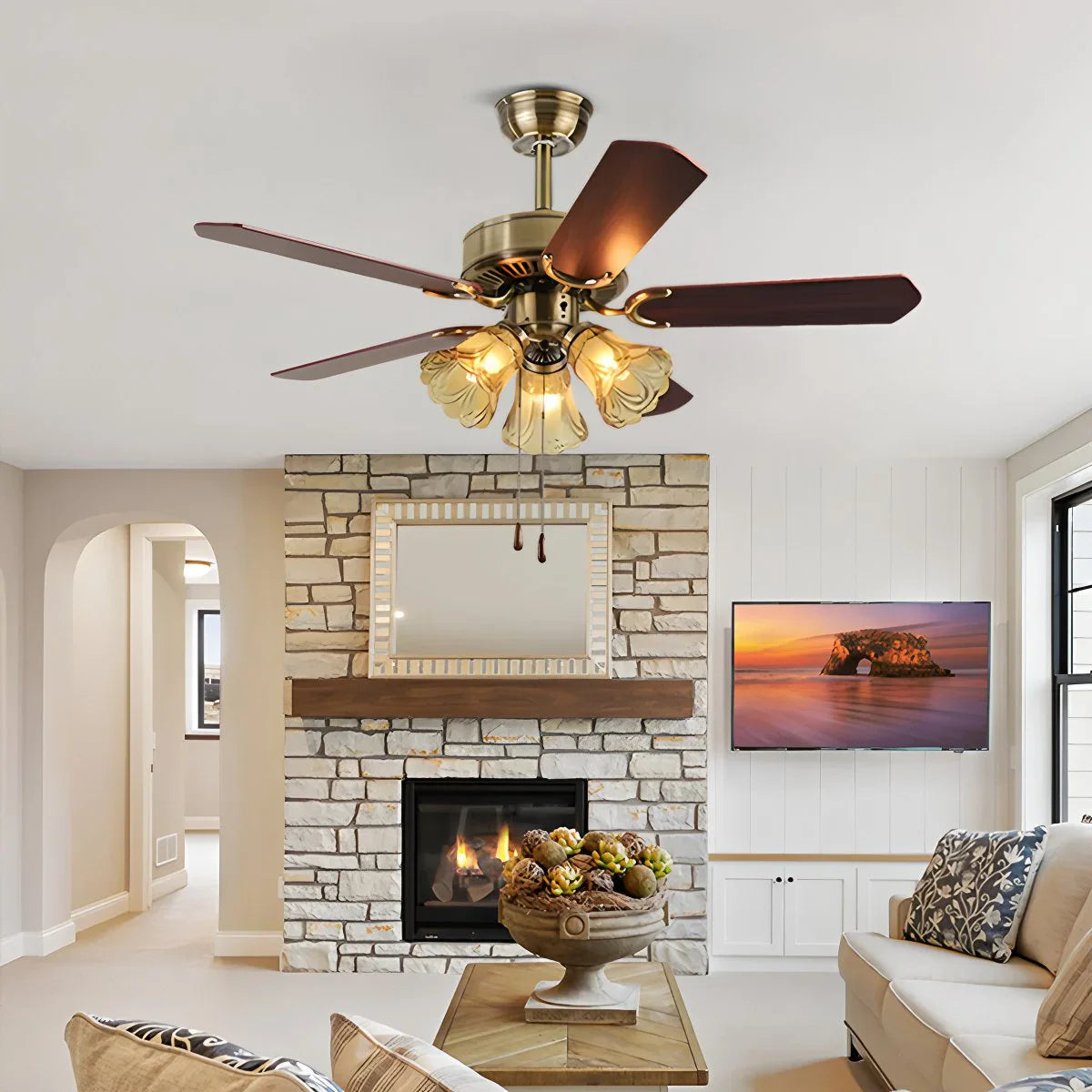 Eloer Vintage Ceiling Fan with Light for Dining Room