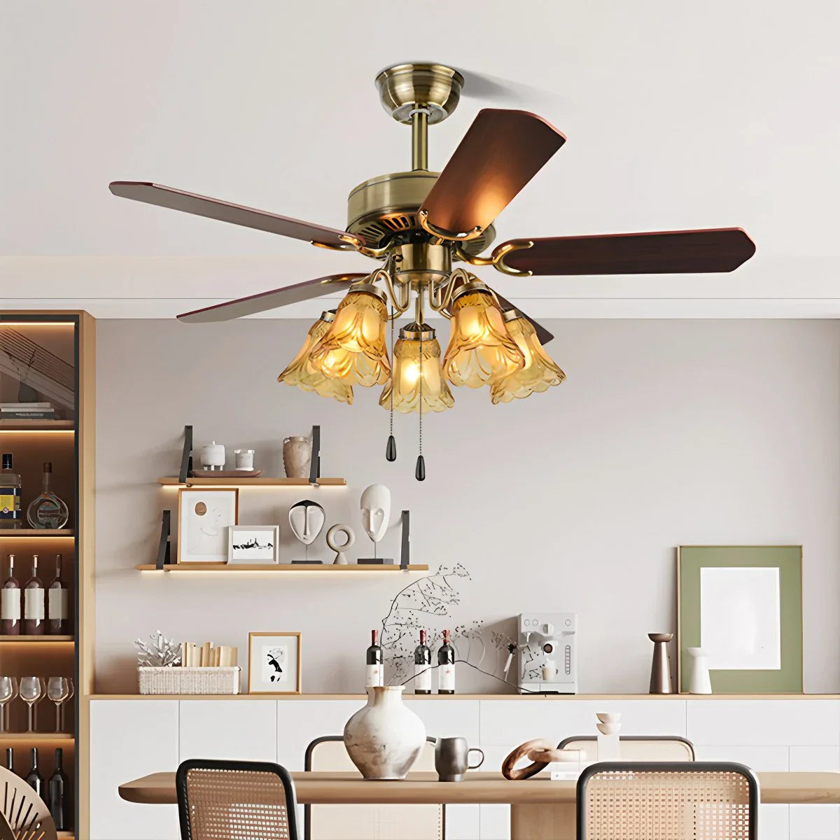 Eloer Vintage Ceiling Fan with Light for Dining Room