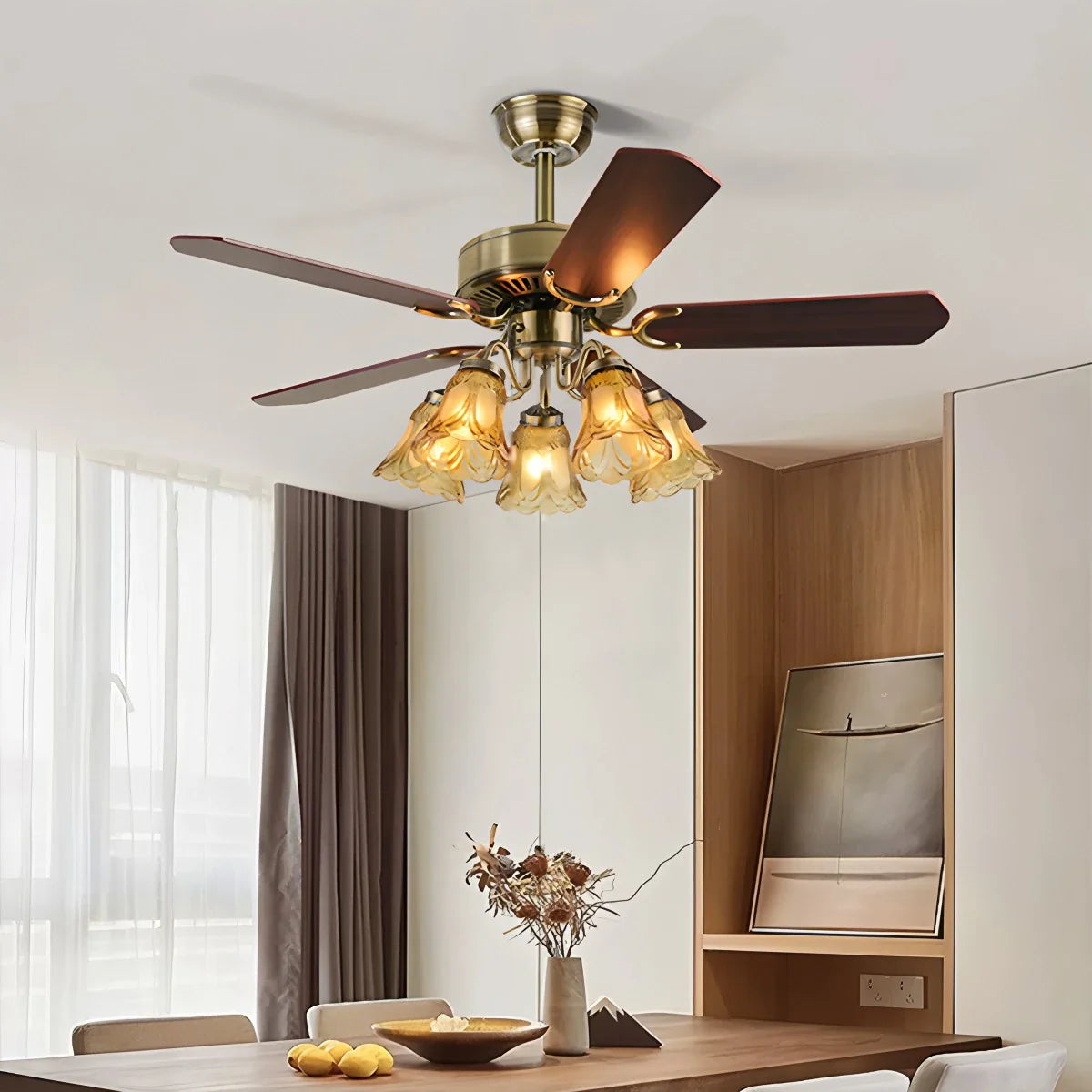 Eloer Vintage Ceiling Fan with Light for Dining Room