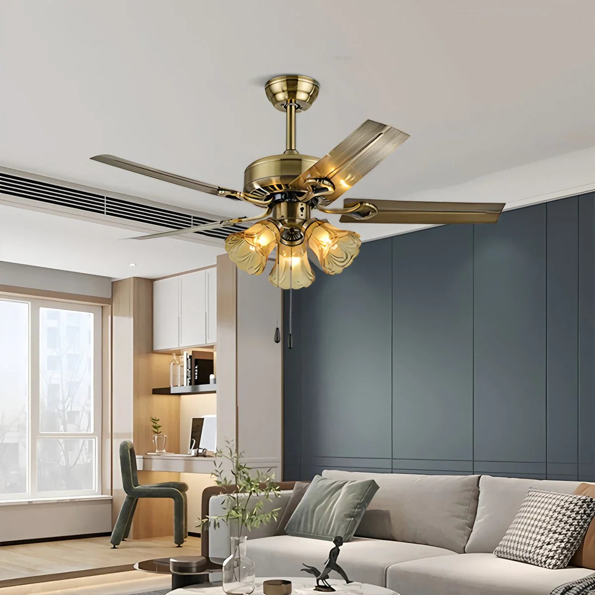 Eloer Vintage Ceiling Fan with Light for Dining Room