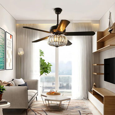 Eloer Vintage Crystal Ceiling Fan with Light