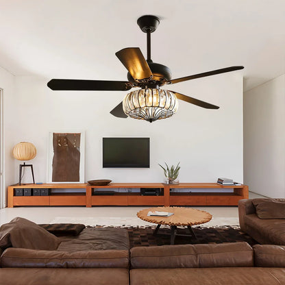 Eloer Vintage Crystal Ceiling Fan with Light