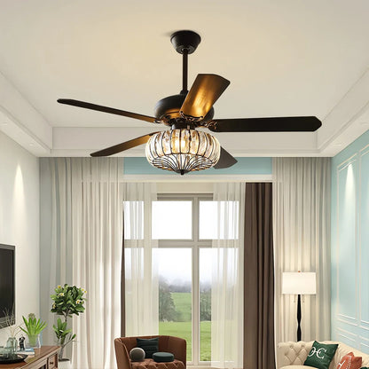 Eloer Vintage Crystal Ceiling Fan with Light